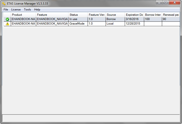 ETAS License Manager Borrow License 2