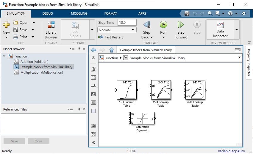 Example Simulink Model Library Blocks