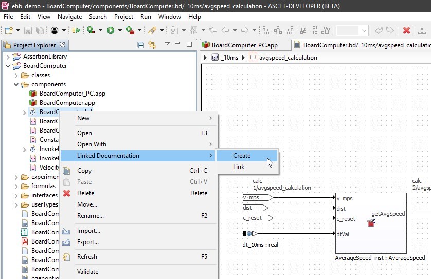 ascet7 link documentation to boardcomputer bd