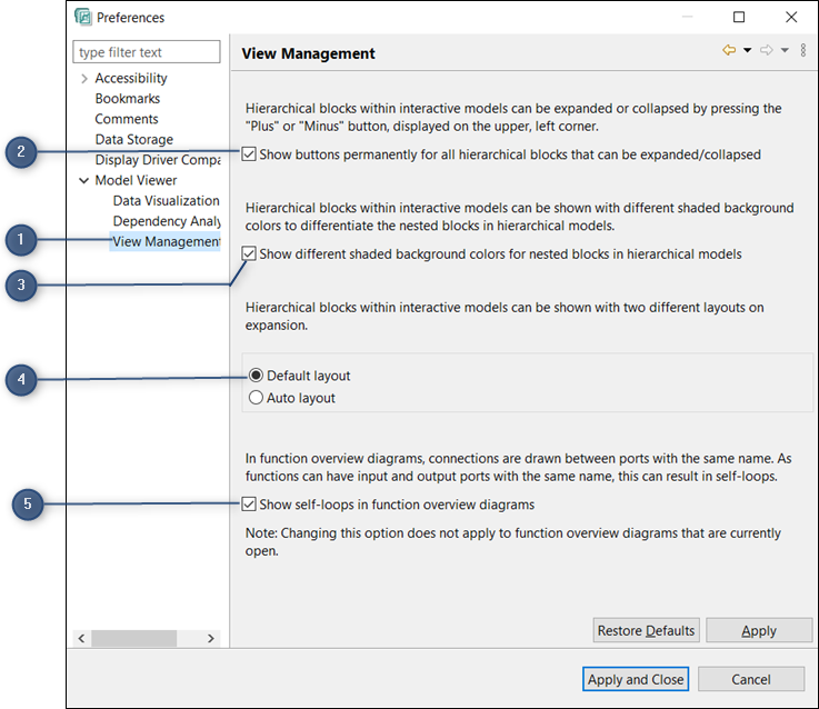 Preferences View Management