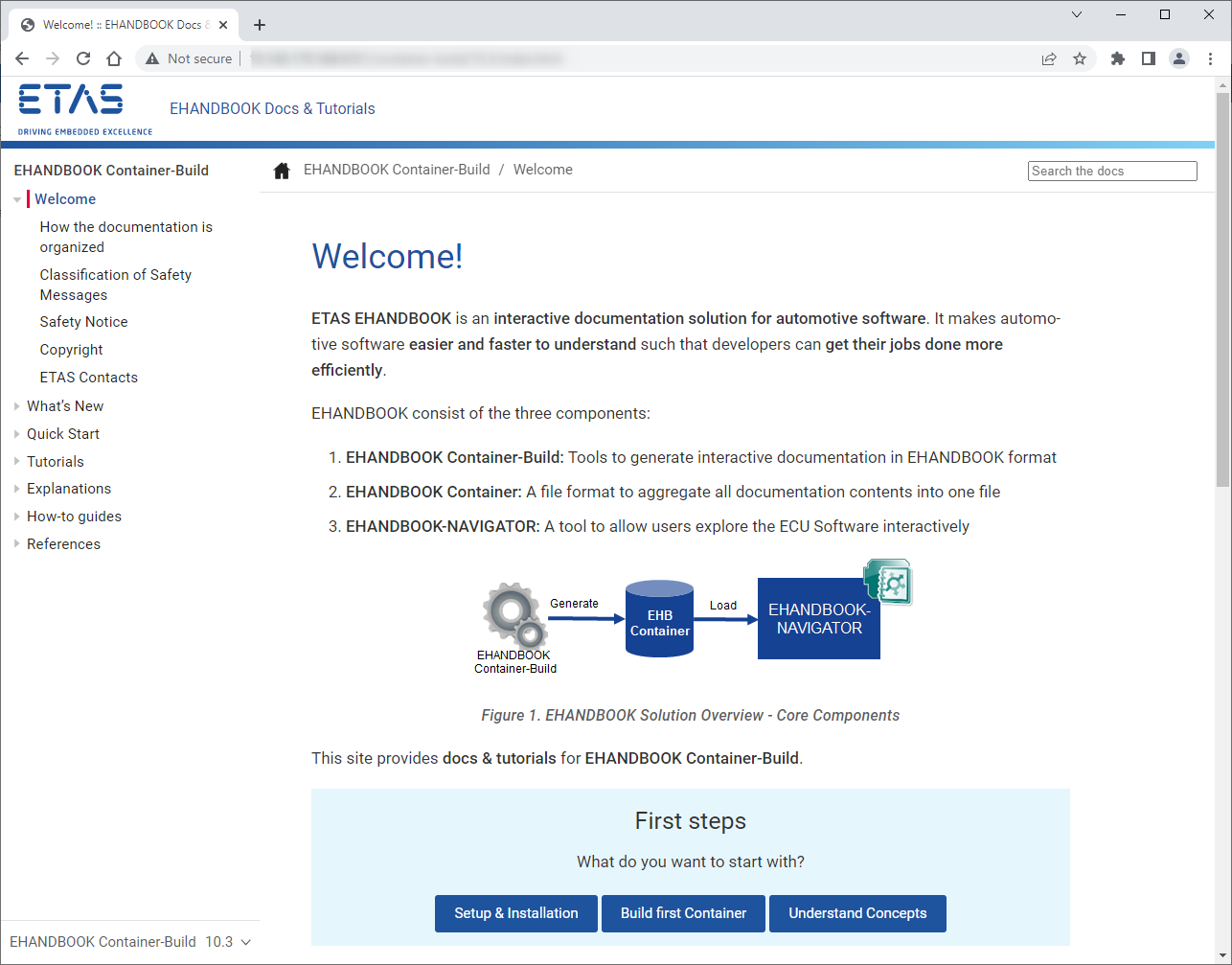 EHANDBOOK Container-Build docs & tutorials available as complete website