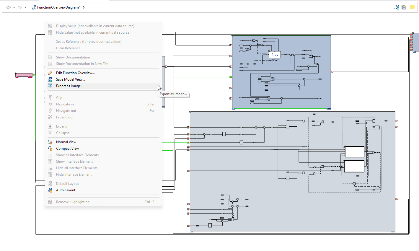 Export as Image: The EHANDBOOK-NAVIGATOR allows to export the selected model or the function overview diagram as an image.