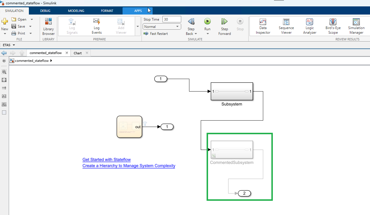 MATLAB Simulink Commented block