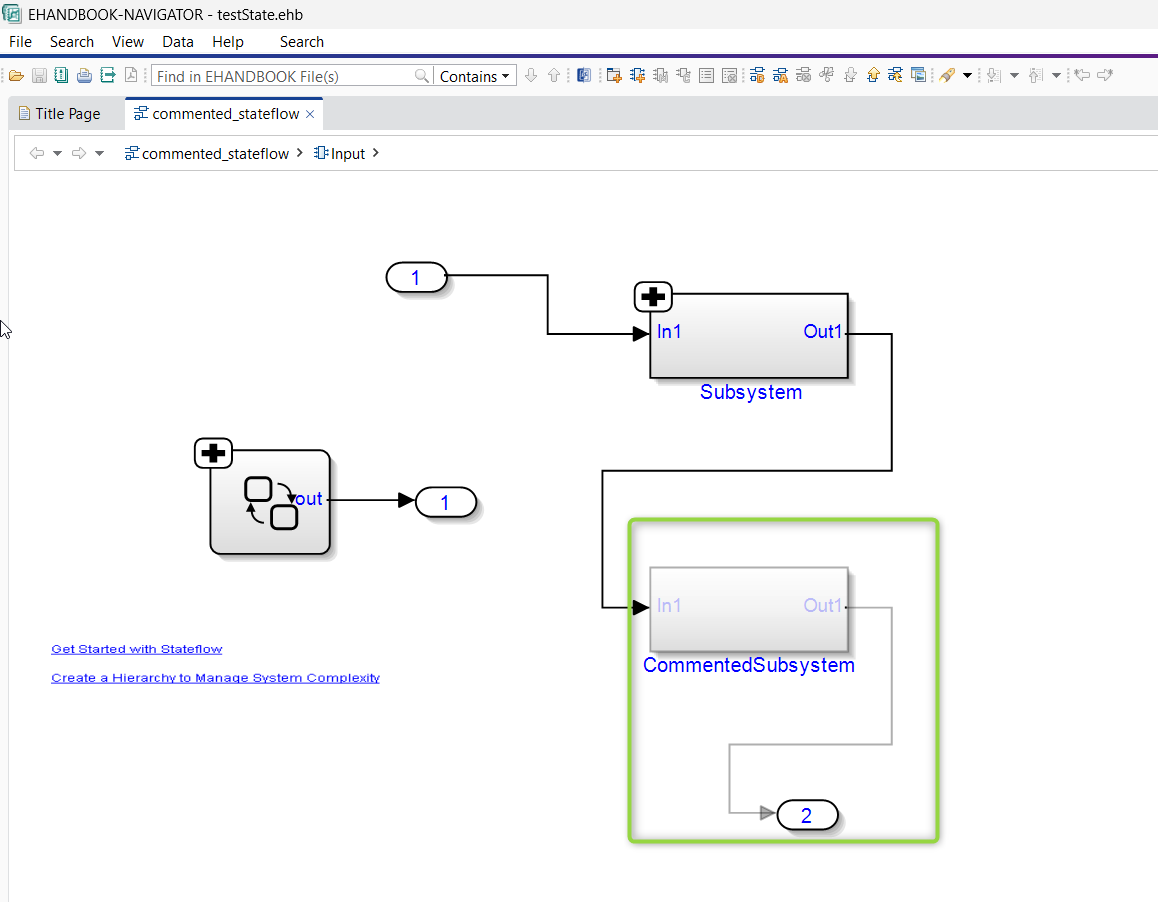 EHANDBOOK NAVIGATOR Simulink Commented block