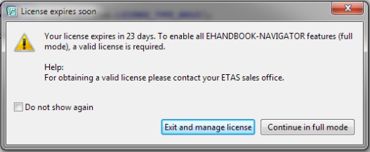 License Expires Message 23 days