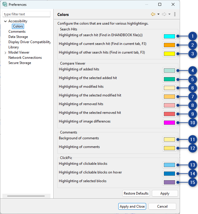 Preferences Accessibility Colors