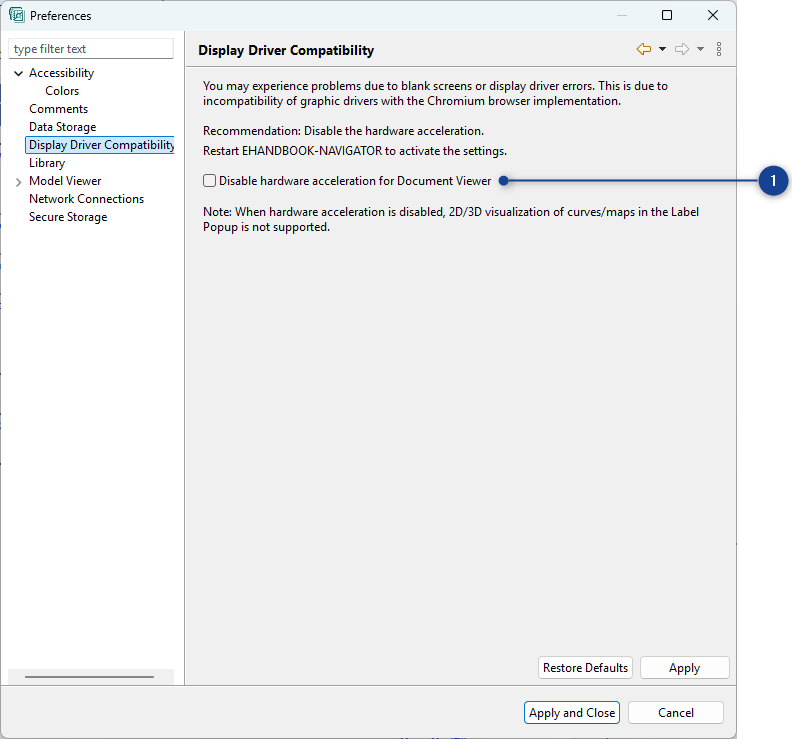 Preferences Display Driver Compatibility