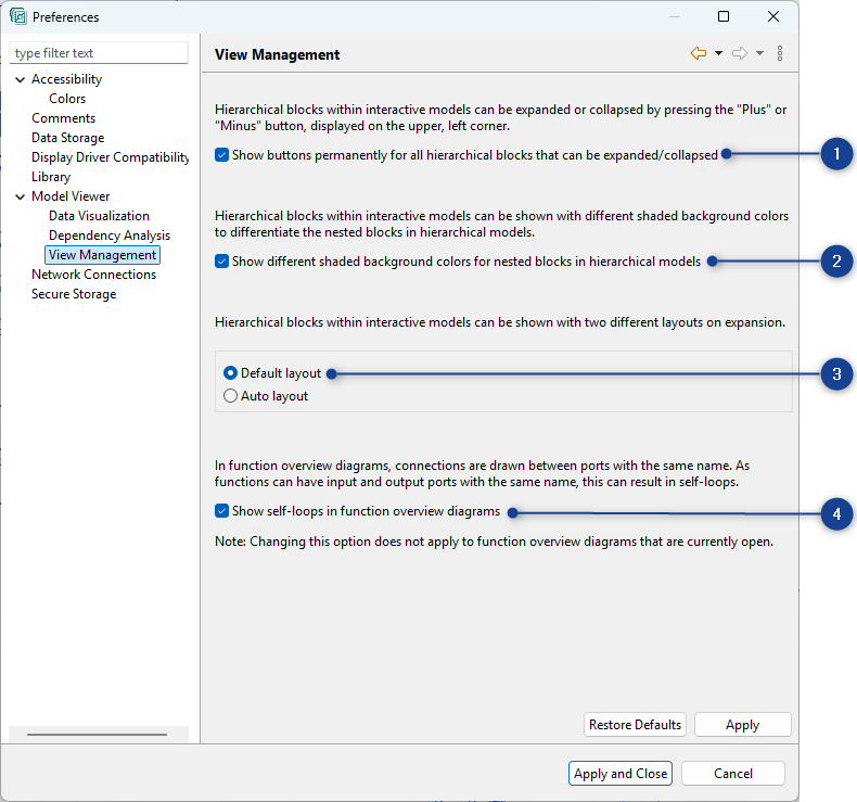 Preferences View Management