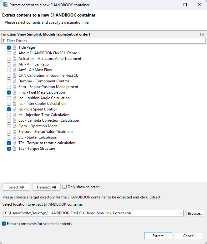 Extract content of EHANDBOOK container