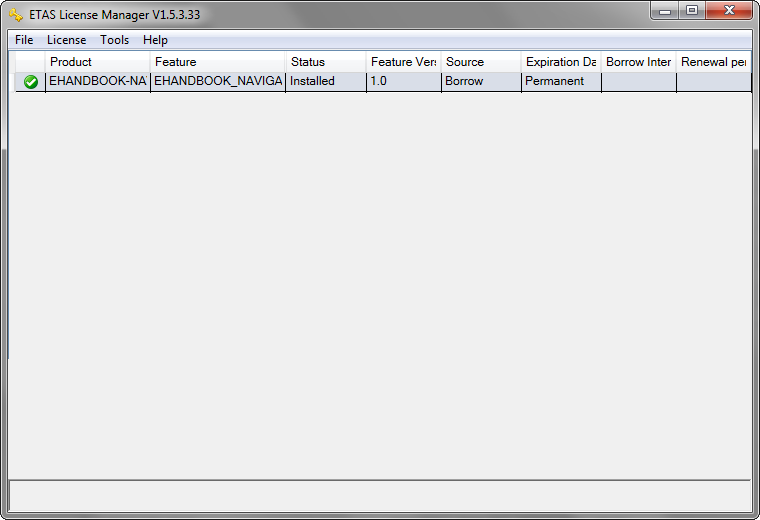 ETAS License Manager Borrow License 1