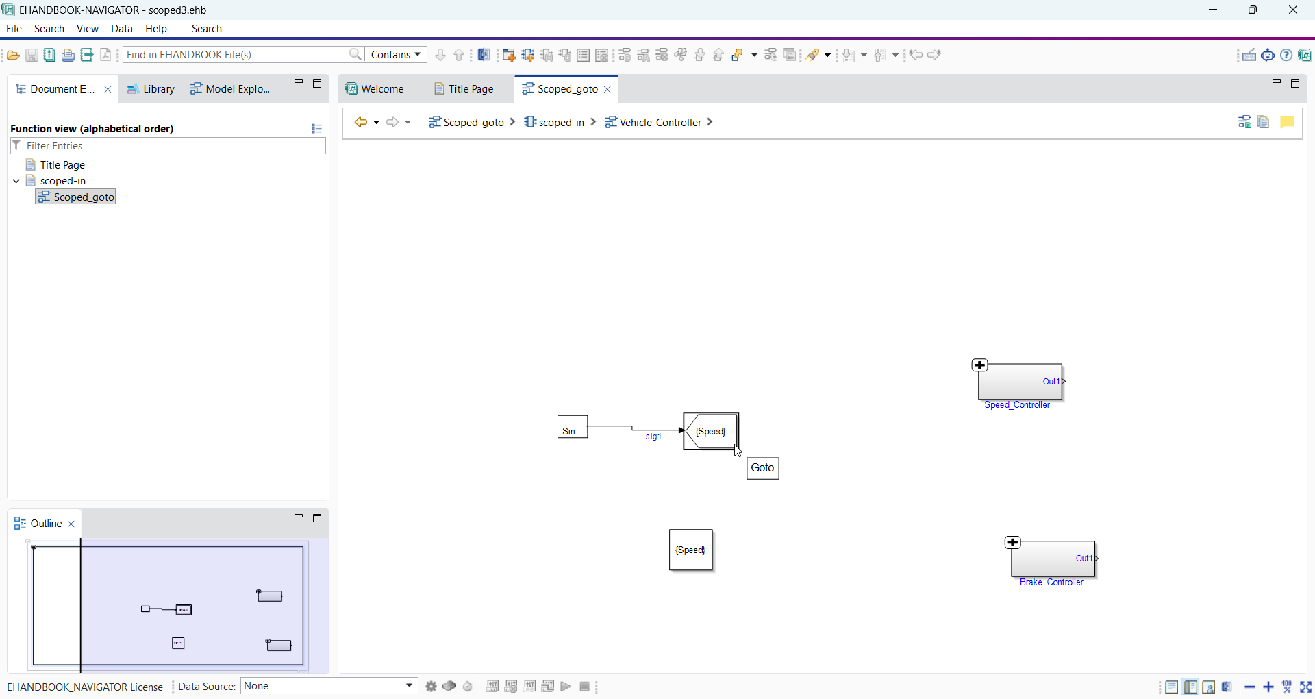 Goto block with scoped tag visibility selected