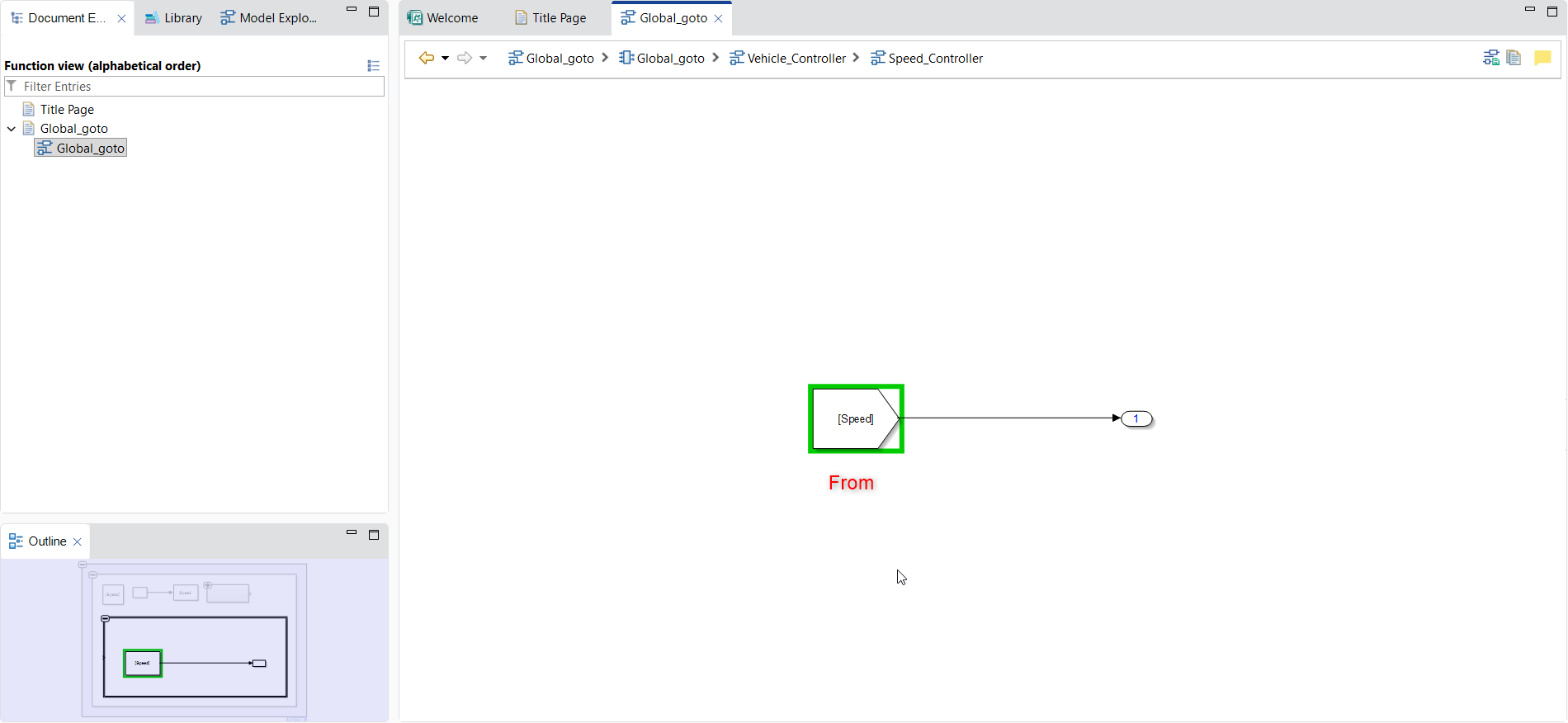 Target block highlighted with green rectangle