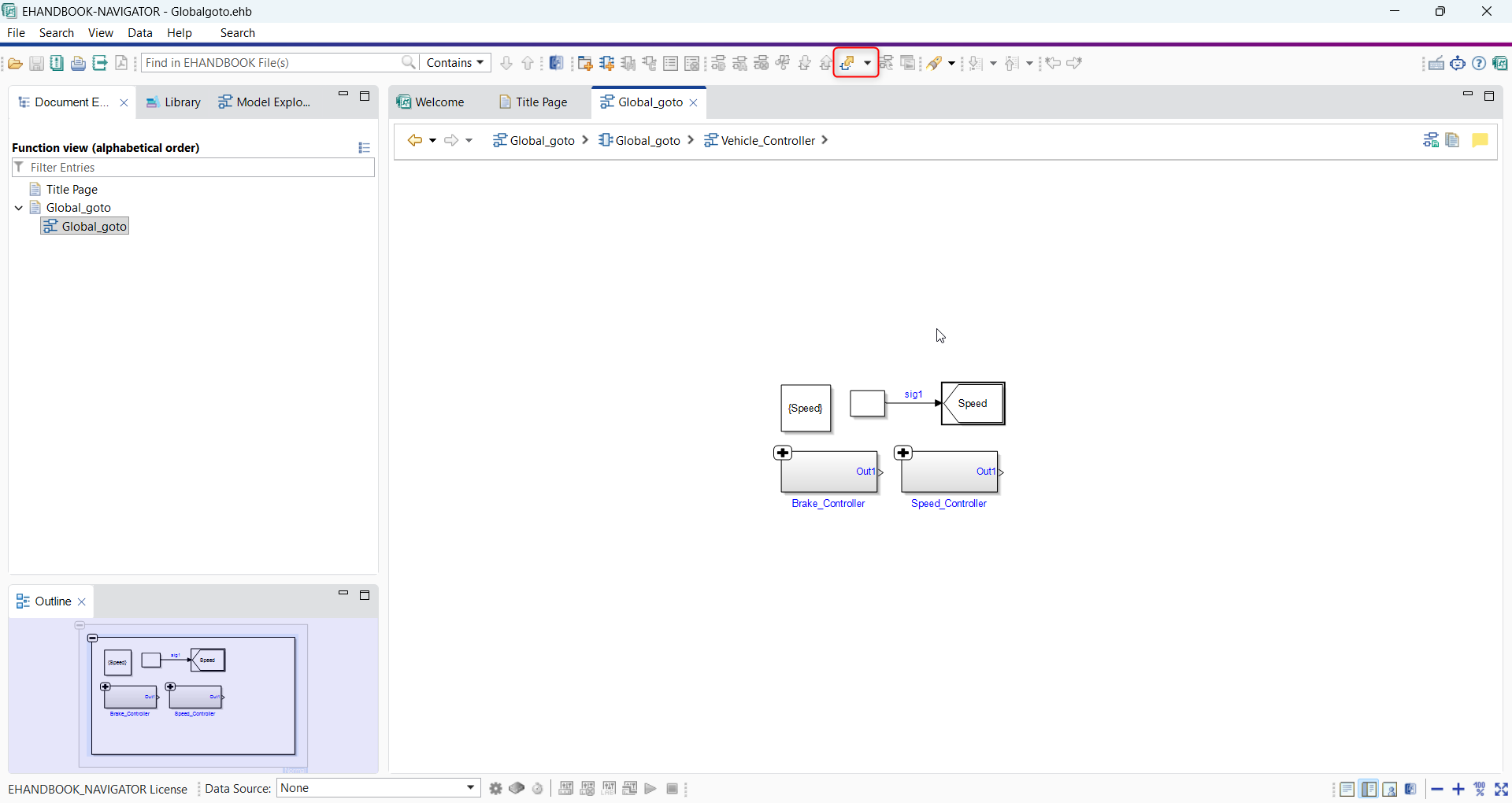 Navigate to Related Blocks toolbar dropdown
