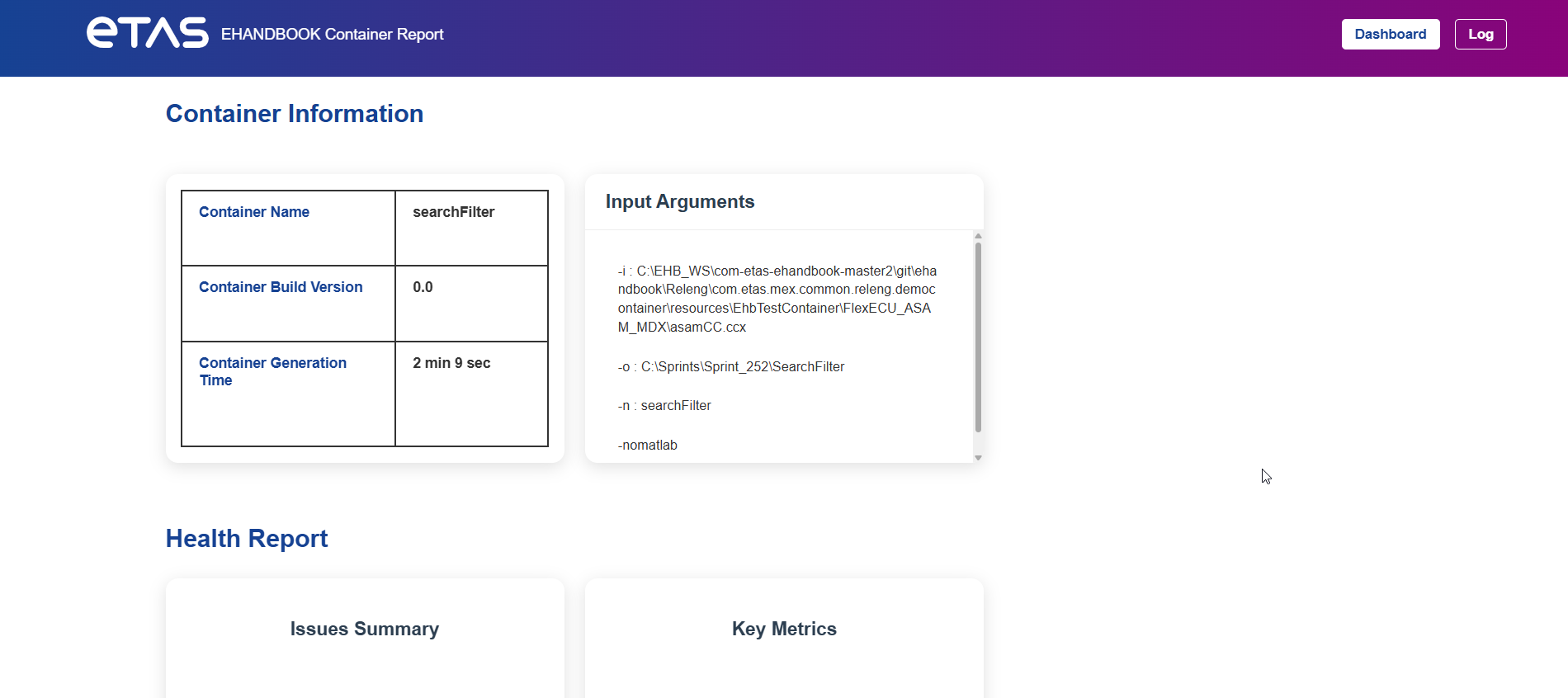 html report dashboard