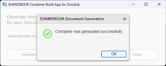 Container Generation Success Message