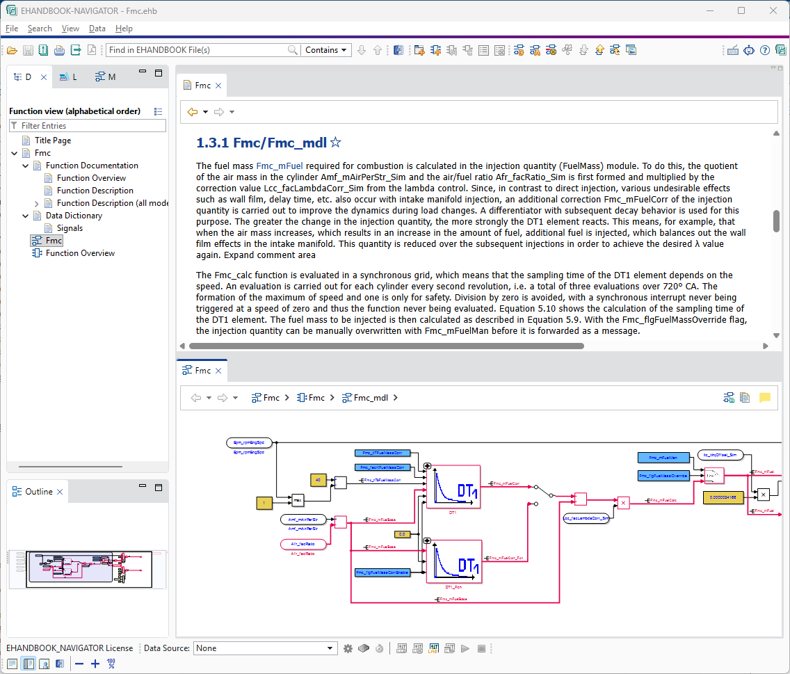 Generated EHANDBOOK Container from Simulink Model Opened in EHANDBOOK-NAVIGATOR
