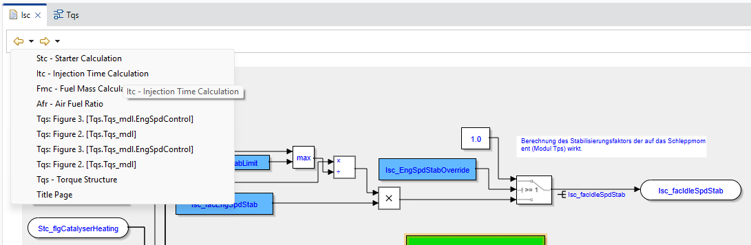 Navigation history: The EHANDBOOK-NAVIGATOR keeps a record of the recently viewed topics and models while exploring the content of an EHANDBOOK container.