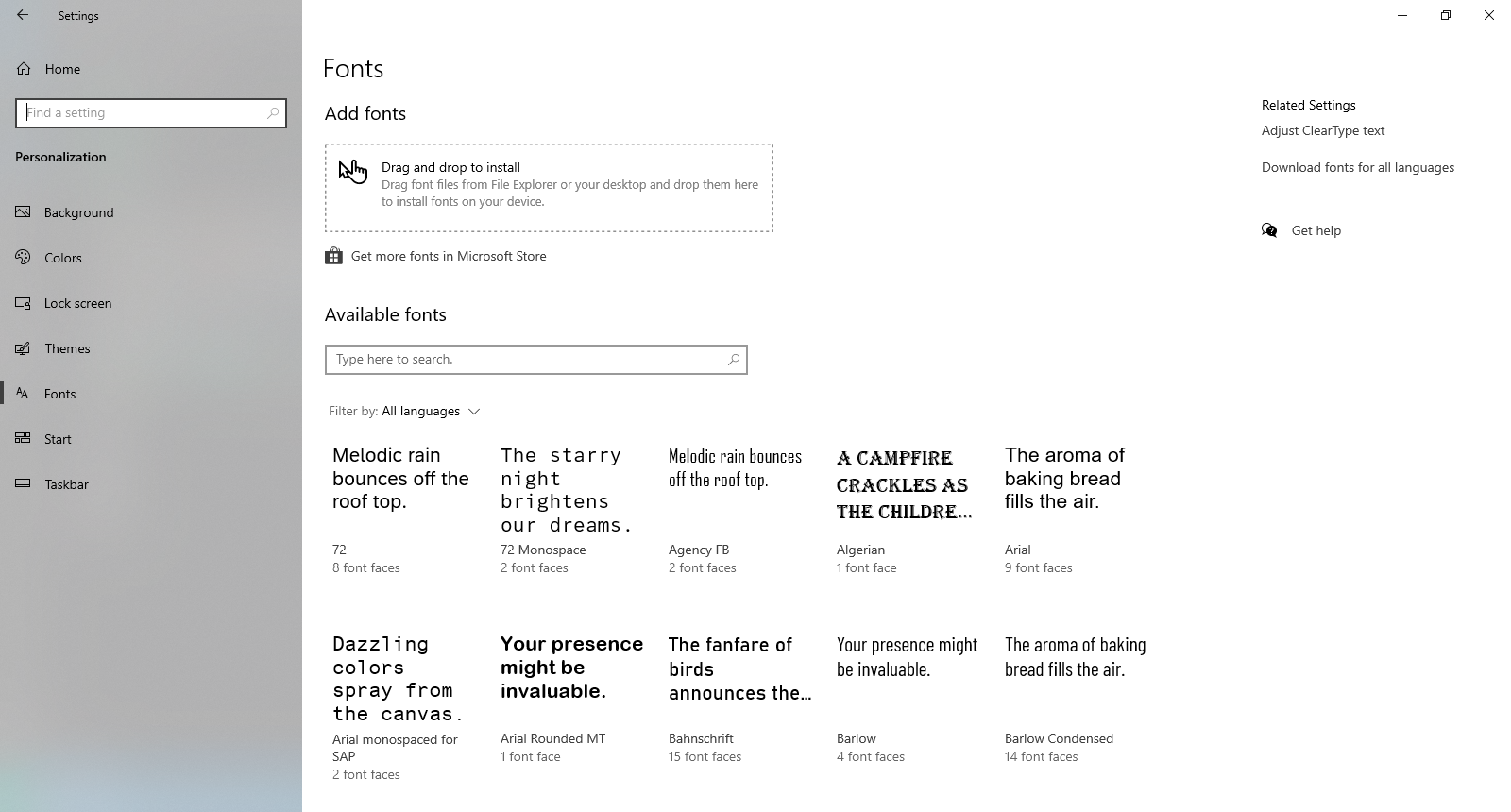 windows font settings