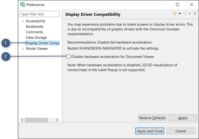 Preferences Display Driver Compatibility